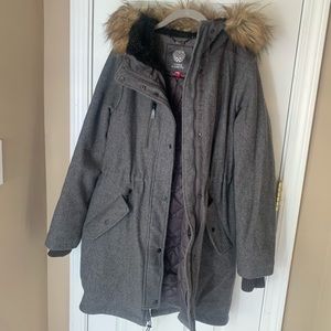 Vince Camuto Wool Blend Parka with Hood in Gray